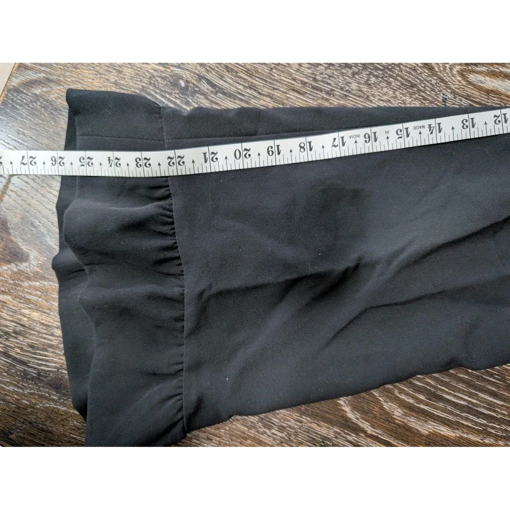 Banana‎ Republic Pants Womens 14 Black Crepe Tapered Dress Ruffle Stretch Zip